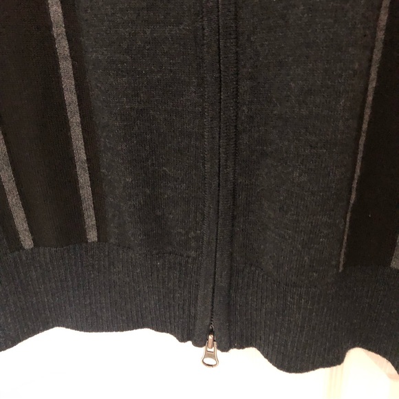 Banana Republic Merino Wool Zip Up Sweater Charcoal Gray & Black - Picture 7 of 9
